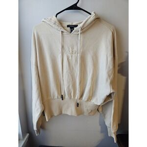 Forever 21 Blessed Los Angeles 1984 Hoodie Women's Size M Beige Crop *Flaw